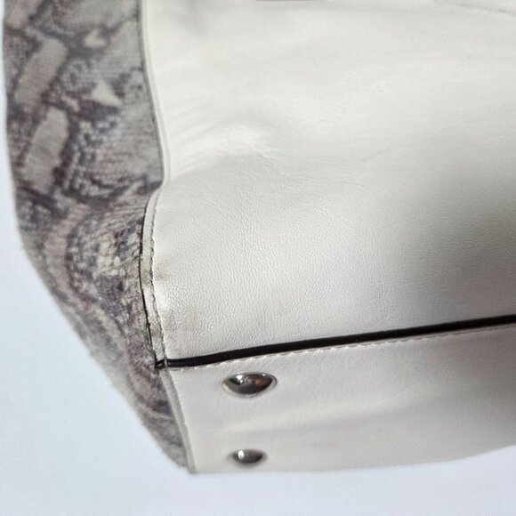 Coach Purse White Gray Mixed Exotic Leather Snakeskin Taylor Satchel F23303 - Picture 12 of 16